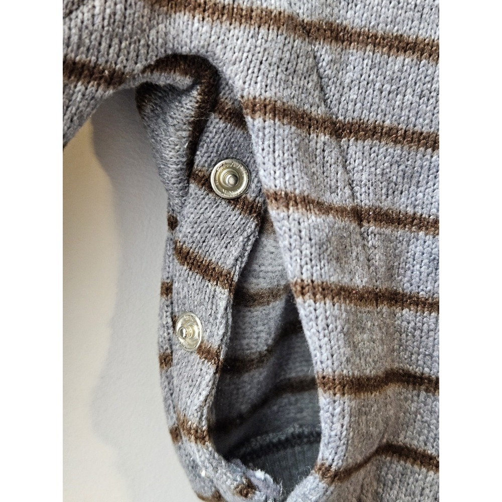 Just One You by Carter's Baby Bear Romper 3M‎ Gray Brown Striped Cozy - Picture 7 of 8